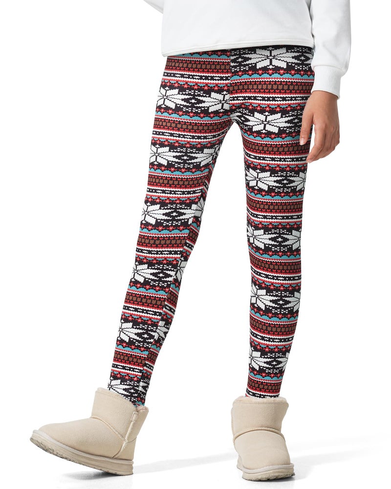 BOOPH Girls Winter Thick Warm Pant Fleece Lined Leggings 7-8 Years Snowflake - Image 4